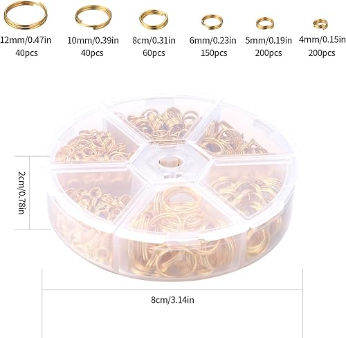 Xiaomoyu Anneaux de Saut Ouverts, Anneaux de Jonction, Connecteurs d'anneau Rond pour Bracelets, Collier, Fabrication de Bijoux DIY - 4mm 5mm 6mm 8mm 10mm 12mm/690 Pièces - Nail Gallerys