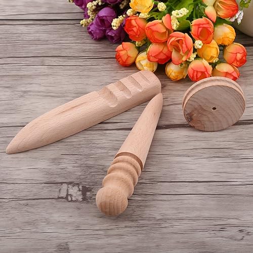 Walfront Kit de 3pcs Lissoirs Brunissoirs Main pour Bord Cuir en Bois pour DIY Travail du Cuir Maroquinerie(Round + Flat + Cake) - Nail Gallerys