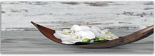 Feeby Impression Sur Toile Fleur Une Orchidée 150x60 cm 1 pièce Tableaux Tableau Mural Image Moderne Photo Décoration Murale Artistique Design Chambre Salon Cuisine Zen Rustique Blanc Brun - Nail Gallerys