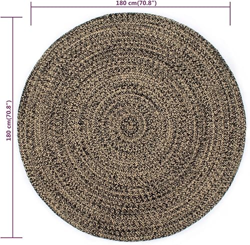 vidaXL Tapis Fait à la Main Jute Moquette Carpette Plancher Coussin de Sol Salon Chambre à Coucher Intérieur Salle de Séjour Maison Blanc et Naturel 90 cm - Nail Gallerys