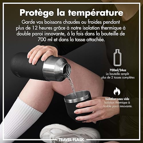 ION8 Gourde Isotherme ThermoShield pour Boissons Chaudes ou Froides, Grande Tasse Isotherme, Capacité de 2 Tasses, Bouchon Magnétique et Base Souple - Élégant et Écologique, Rose - Nail Gallerys