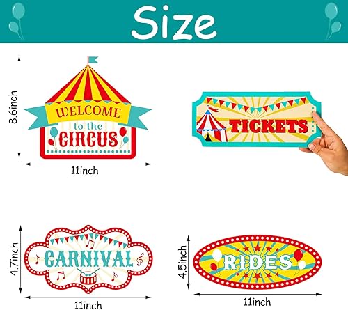 Skylety Lot de 20 panneaux de direction cirque pour carnaval, fête, cirque, décoration de bienvenue pour anniversaire, showman, thèmes de fête, accessoires de décoration - Nail Gallerys