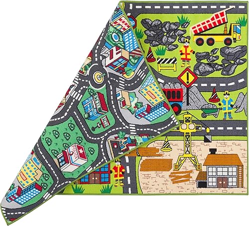 Pergamon Play City - Tapis Paysage Routier - Chantier - Réversible - 2 Tailles - Nail Gallerys