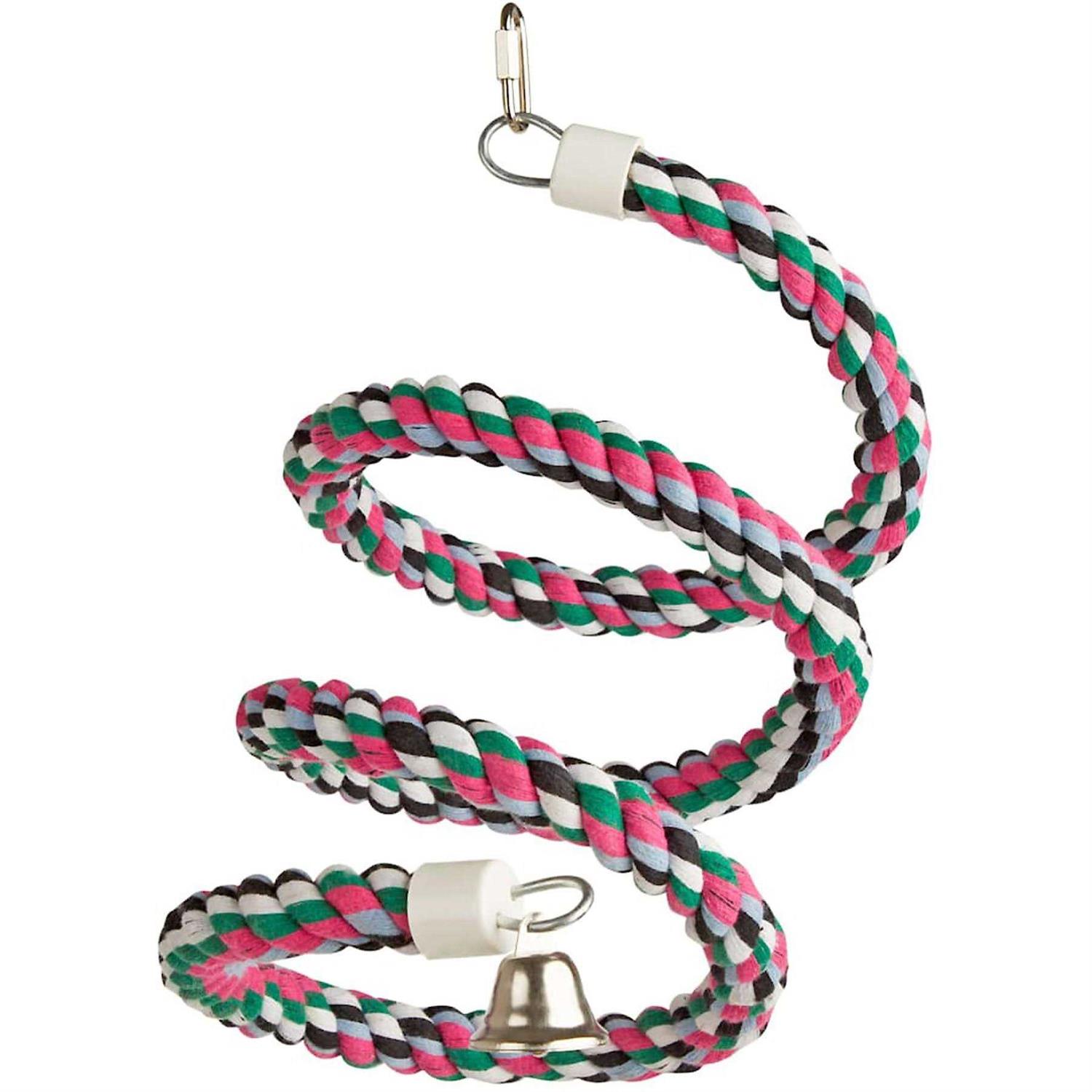 A & E Rainbow Cotton Rope Boing with Bell Bird Toy - Nail Gallerys