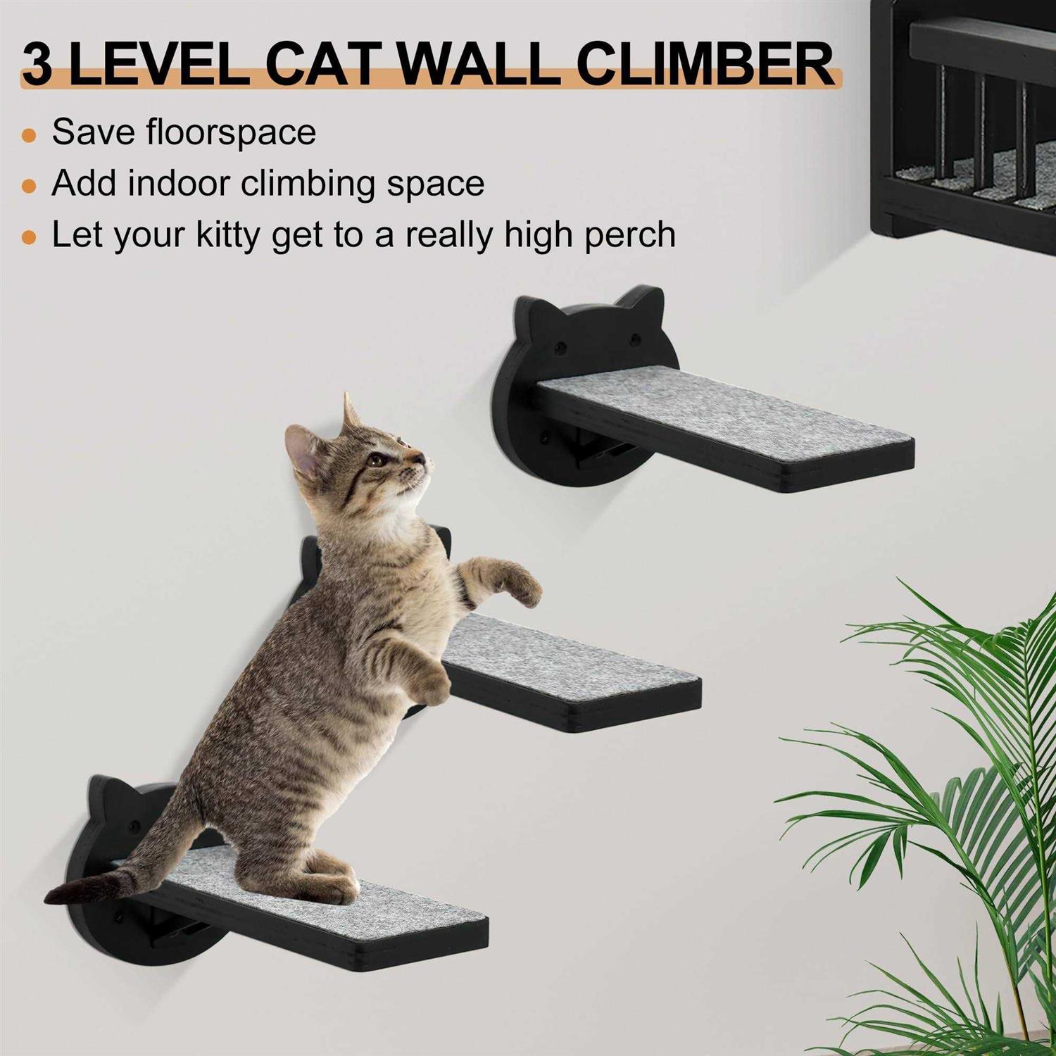 Cat Wall Shelves, Corner Cat Shelves and Perches for Wall Cat Wall Furniture Cat Shelf with 3 Steps - Nail Gallerys
