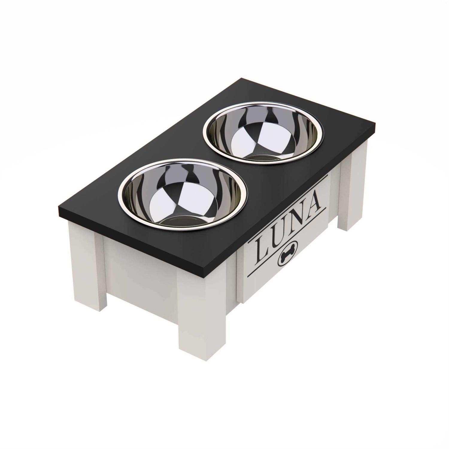 Groovethiswoodshop Personalized Elevated Dog Bowl Stand with Internal Storage - Nail Gallerys