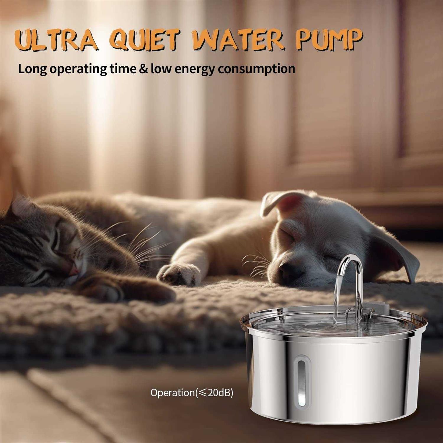 Tomxcute 3.2L Stainless Steel Cat Water Fountain for Drinking Tap Cat Fountain for Cats Terriers small-sized dogs - Nail Gallerys