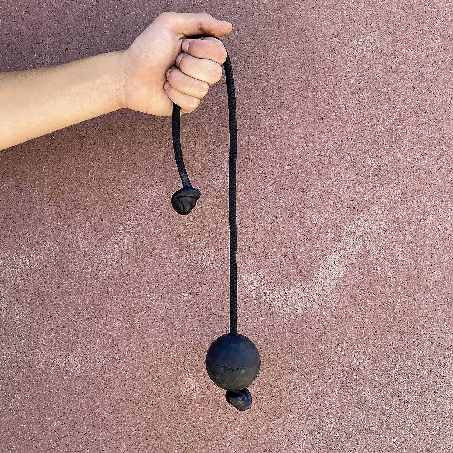 K9 Ops Dog Ball on a Rope moki Tug Toy Solid Rubber Fetch Training Reward - Nail Gallerys