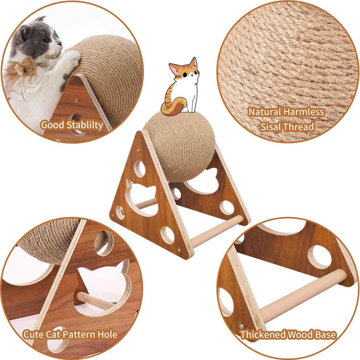 AGYM Cat Scratcher Toy, Natural Sisal Cat Scratching Ball, Cat Scratcher Toy with Ball, Scratching Ball for Cats and Kittens - Nail Gallerys