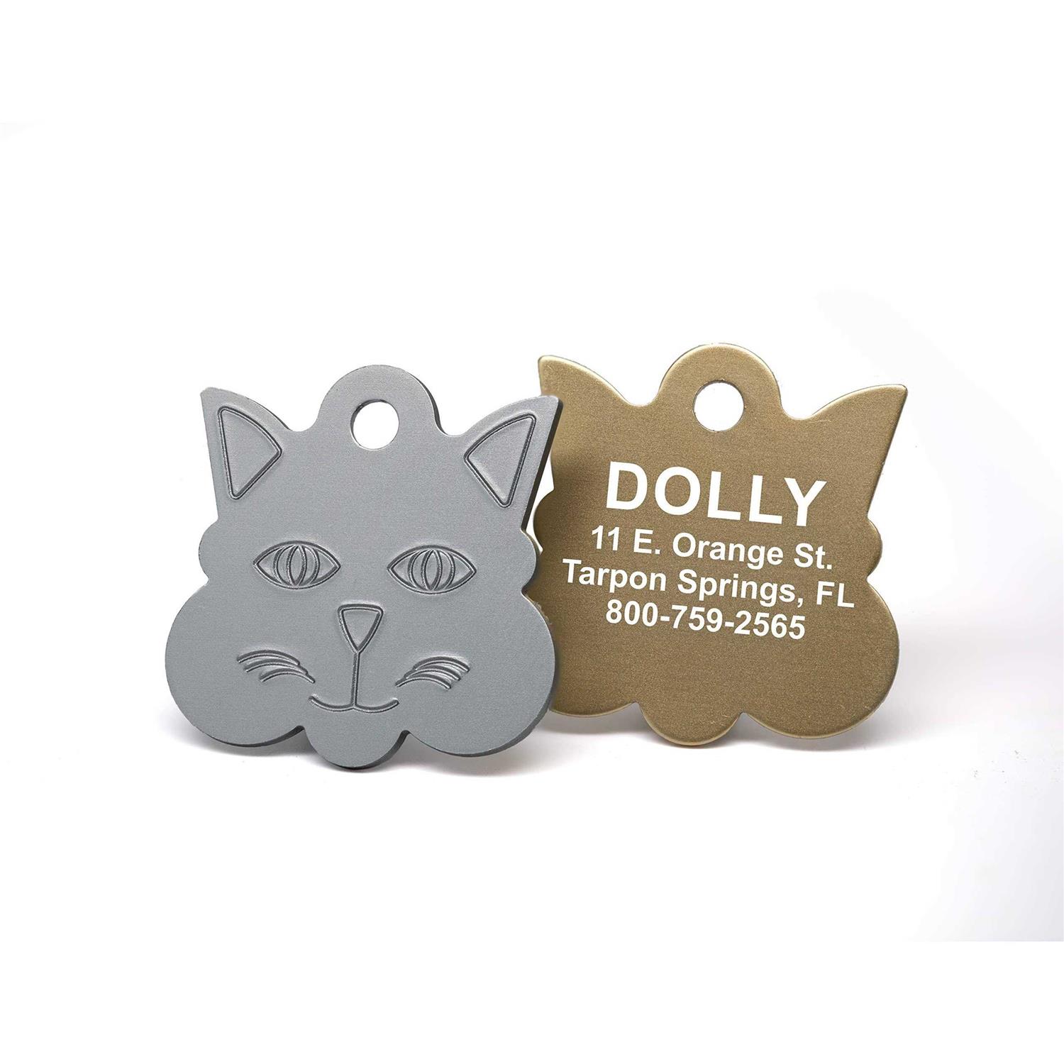 Providence Engraving Pet ID Tags Small or Large Personalized Anodized Aluminum Pet Tags in Bone, Round, Star, Heart, Hydrant, Paw and Cat Face - Nail Gallerys