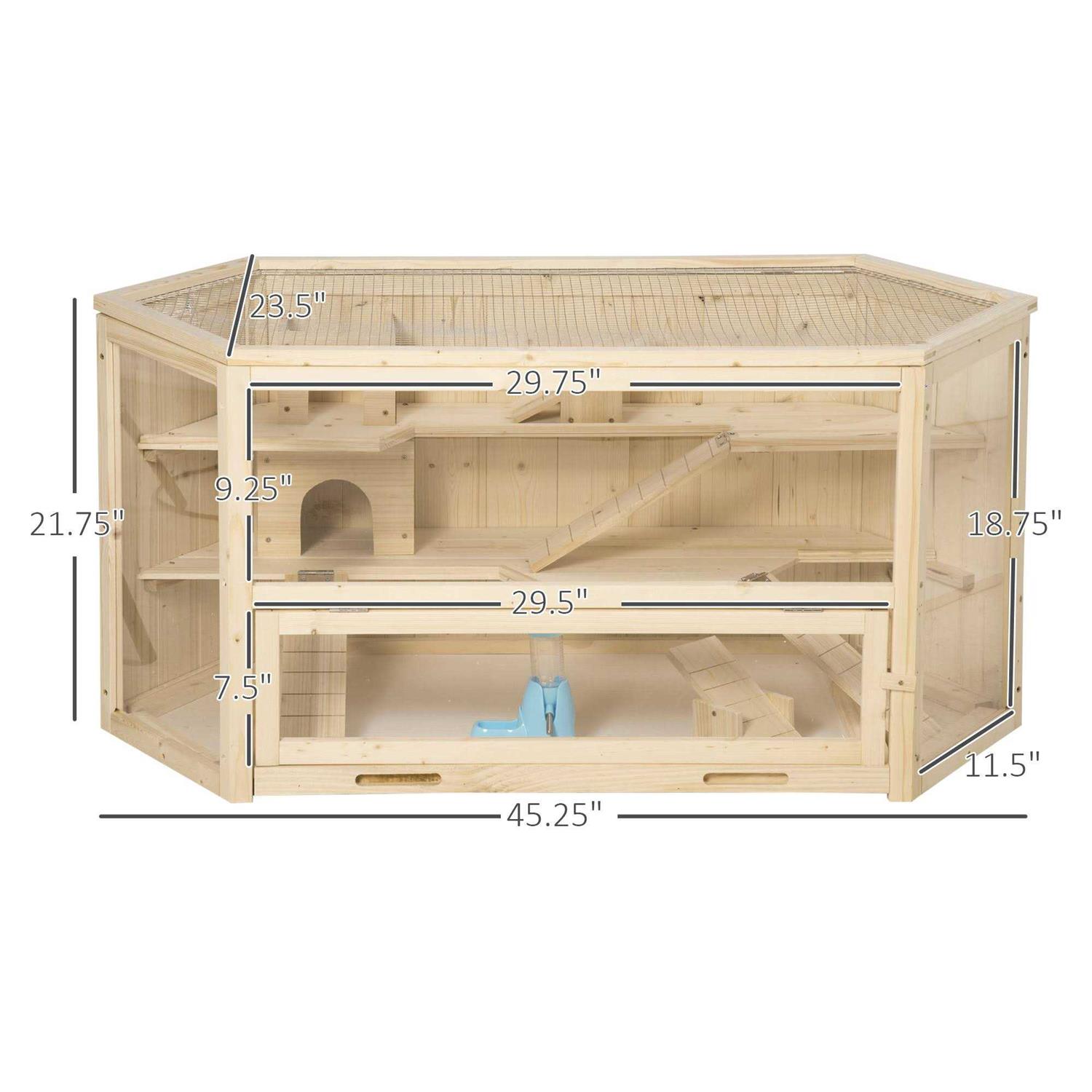 PawHut 3 Tier Wooden Large Hamster Cage Small Animal House with Slide and Activity Center - Nail Gallerys