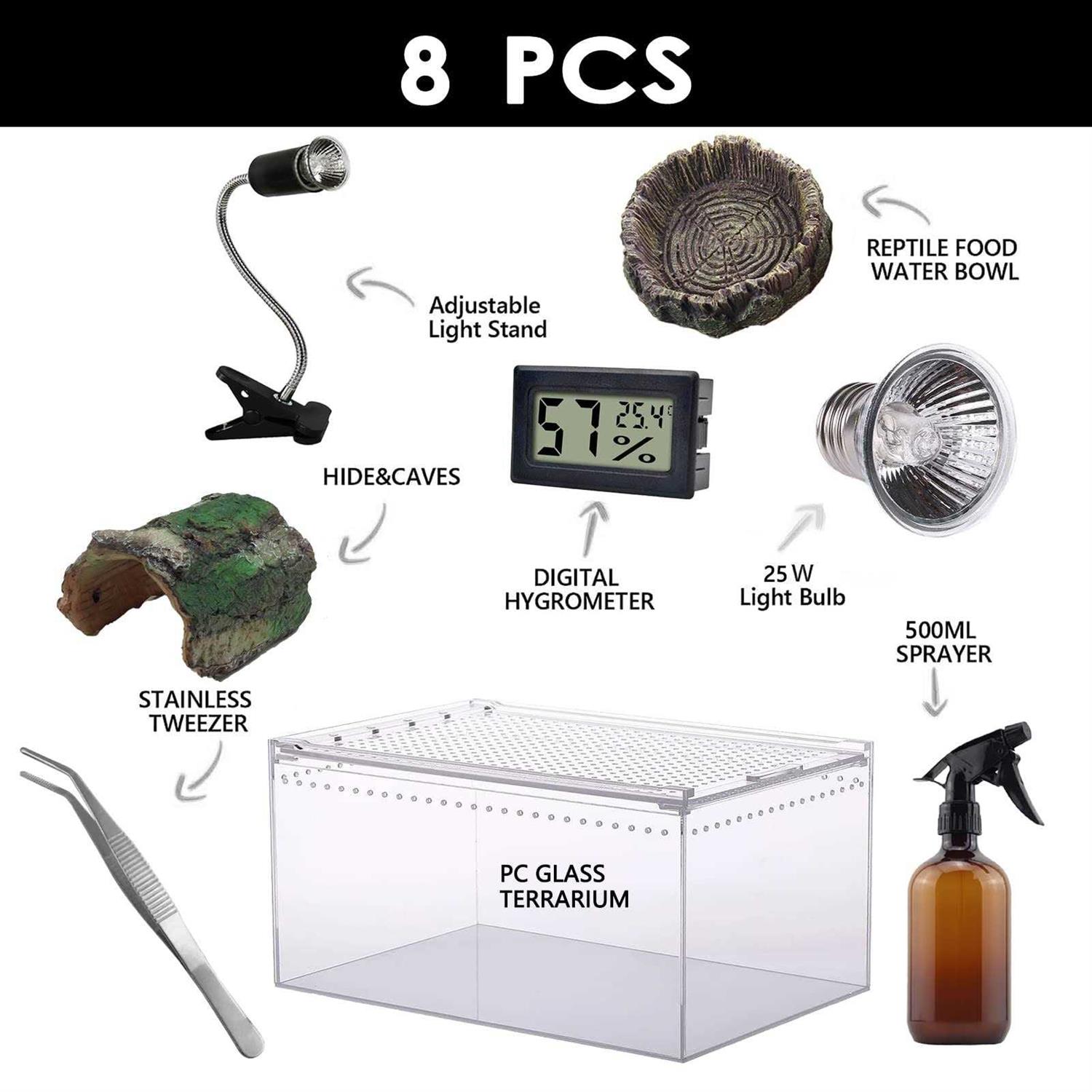 SANOSY Reptile Terrarium Amphibian Tank Starter Kit Eco Rainforest Feeding Box - Nail Gallerys