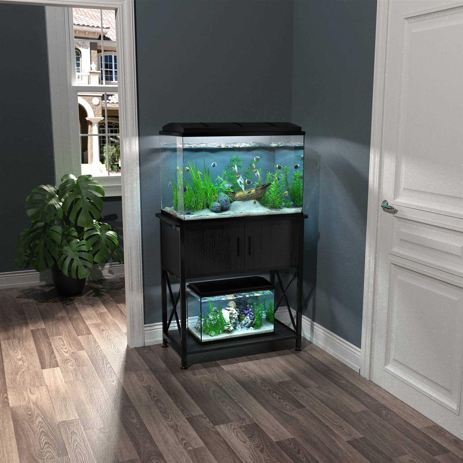 GDLF Fish Tank Stand Metal Aquarium Stand for 20 Gallon Long with Accessories Storage - Nail Gallerys