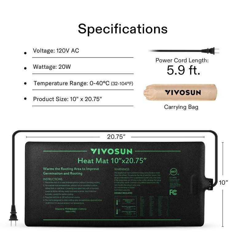 VIVOSUN 20.75 Seedling Heat Mat and Digital Thermostat Combo Set - Nail Gallerys