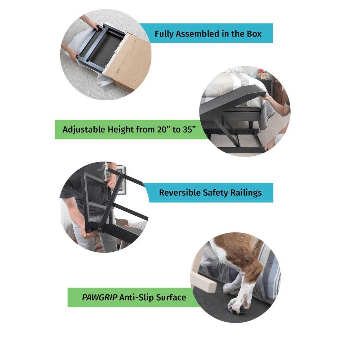 Doggoramps Large Bed Ramp for Big & Medium Dogs Adjustable Height Sturdy - Nail Gallerys