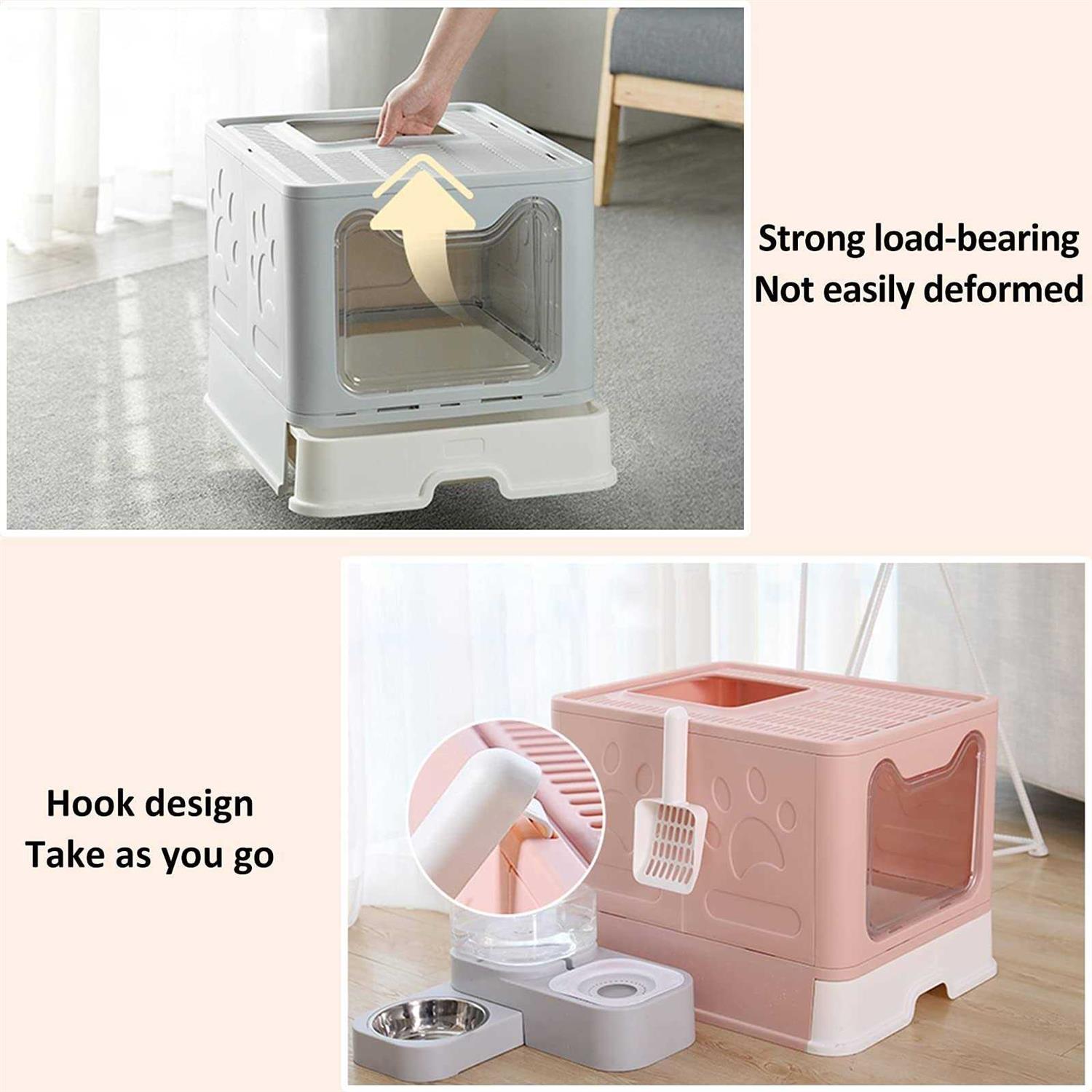 Cat Litter Box with Lid Top Entry Cat Litter Box Pan Enclosed Cat Potty - Nail Gallerys