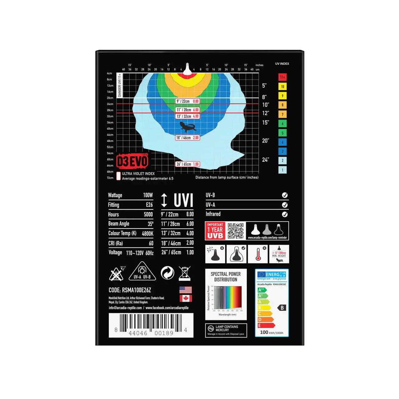 Arcadia D3EVO Mercury Vapour Basking Lamp - Nail Gallerys