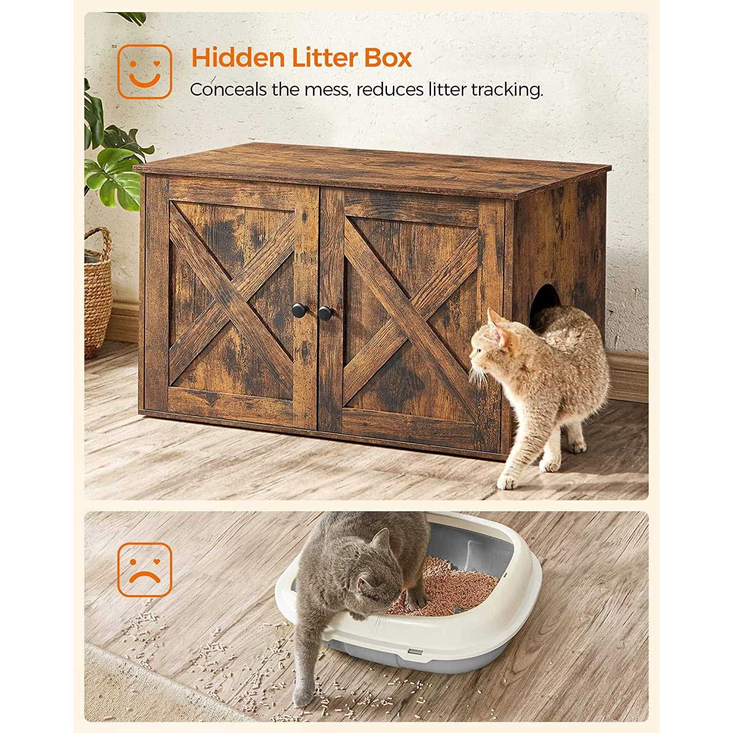 Feandrea Litter Box Enclosure Cat Litter Box Furniture Hidden - Nail Gallerys