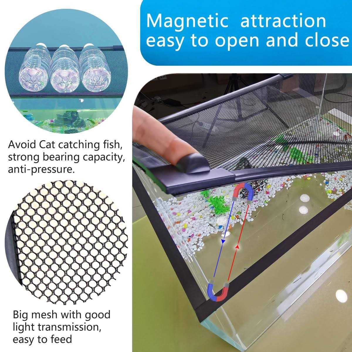 DIY Magnetic fish tank lid protective net 94X46cm Keep fish from jumping out Prevent fish - Nail Gallerys