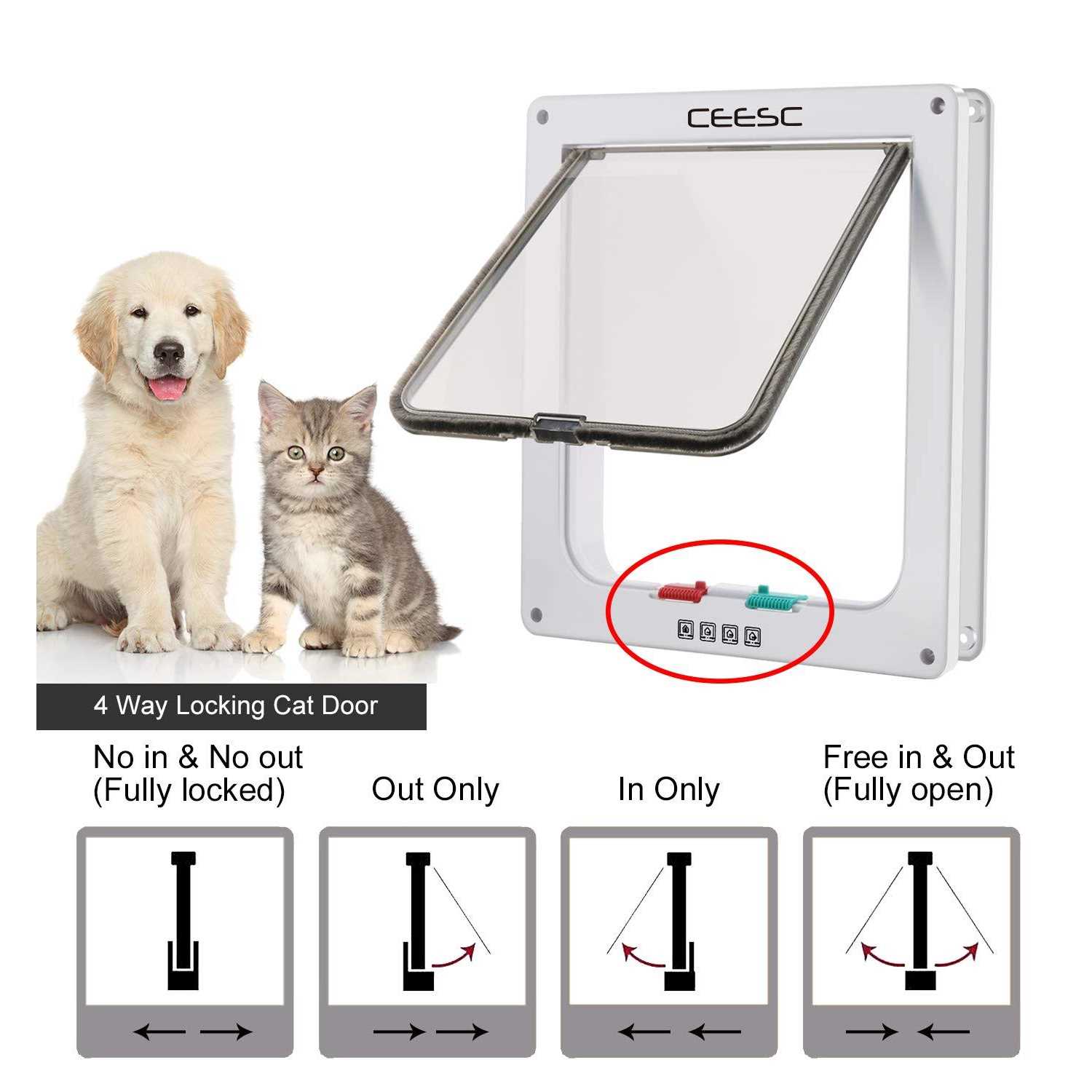 CEESC Extra Large Cat Door 4 Way Locking Large Cat Door for Interior Exterior Doors - Nail Gallerys