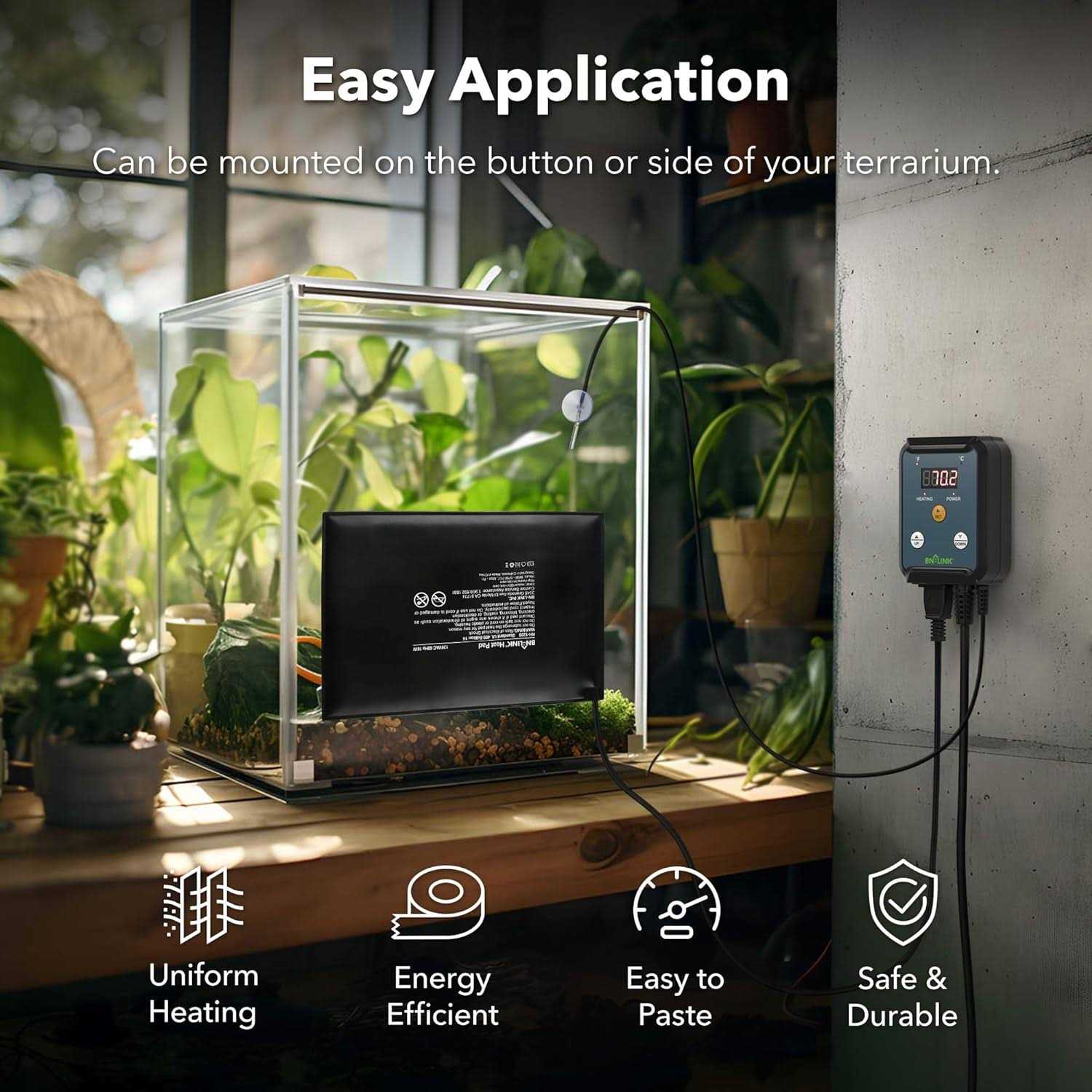 BN-LINK Durable Reptile Heating Pad 8 X Digital Thermostat Under Tank Heater Terrarium Warmer Combo Set for Turtles - Nail Gallerys