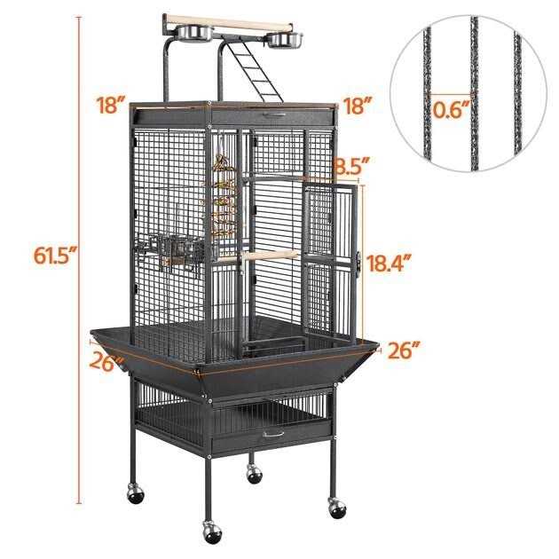 Yaheetech 61-in Rolling Parrot Cage & Playtop - Nail Gallerys