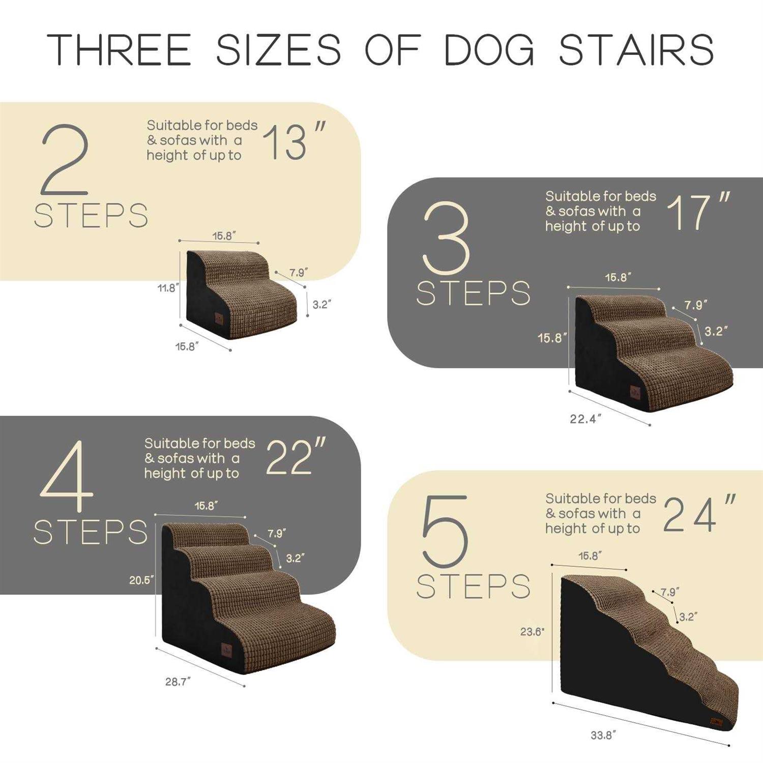 blunique Dog Steps for High Bed 4-Step Dog Ramps for Small Dogs Dog Stairs to Bed Pet Stairs for Couch Corduroy Non-Slip High Density Foam Pet - Nail Gallerys