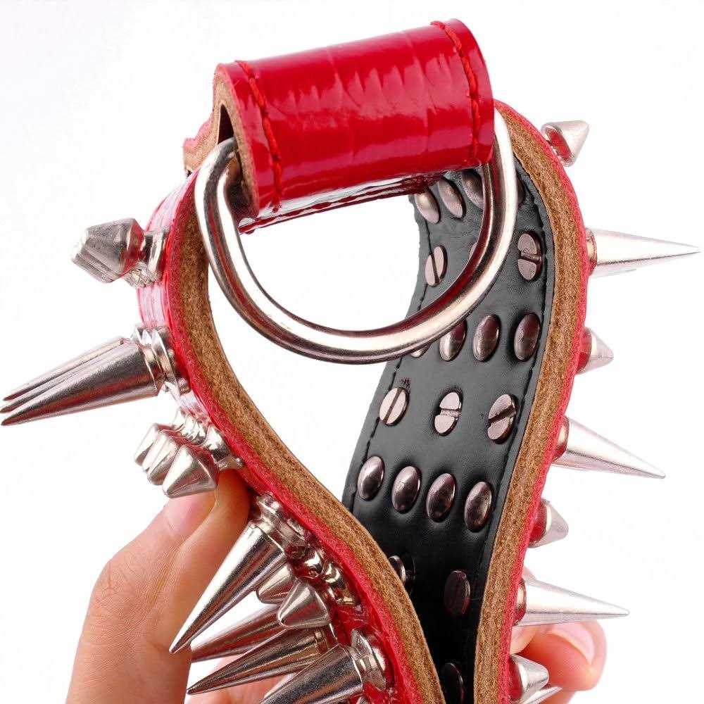 Pet Artist 2 Wide Luxury Genuine Leather Spiked Studded Dog Collars for Medium & Large Dogs - Nail Gallerys
