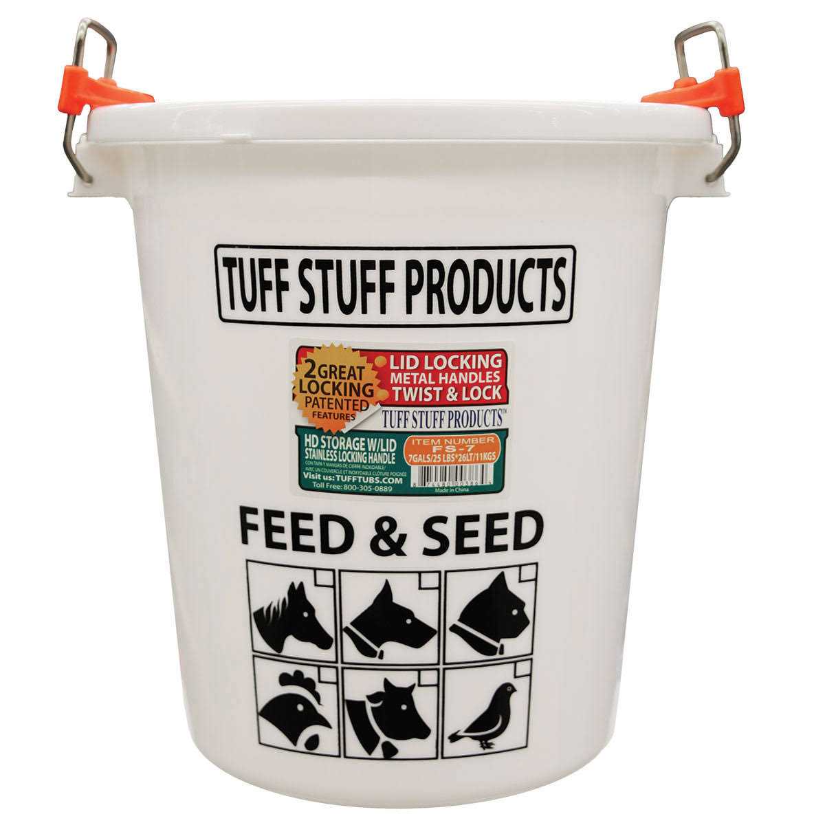 Tuff Stuff Products FS7 7 Gallon Feed and Seed Storage Pail with Locking Lid - Nail Gallerys