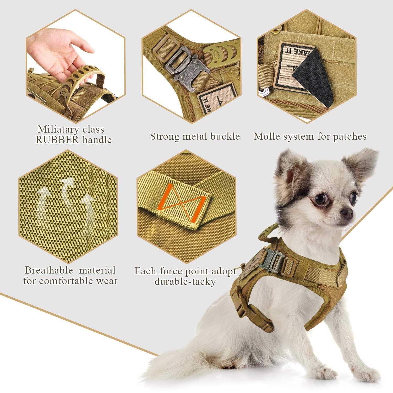 SALFSE Tactical Service Dog Vest Harness K9 Military Molle Dog Vest for Outdoor Training Hunting Pet Harness with Rubber Handle & Metal - Nail Gallerys