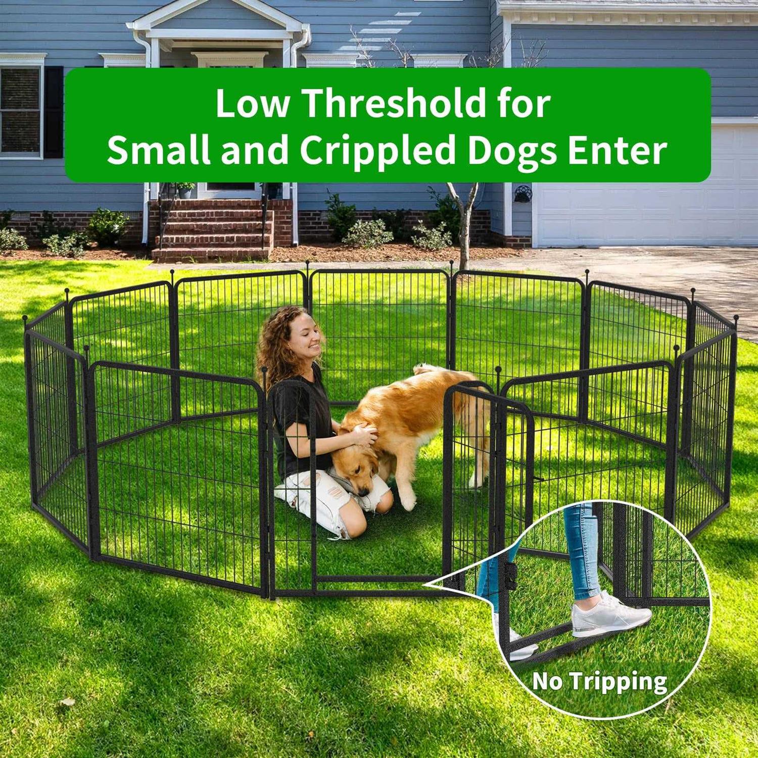 Kfvigoho Dog Playpen Outdoor Panels Heavy Duty Dog Pen Height Puppy Playpen Indoor Anti-Rust Exercise Fence with Doors for Medium/Small Pet - Nail Gallerys
