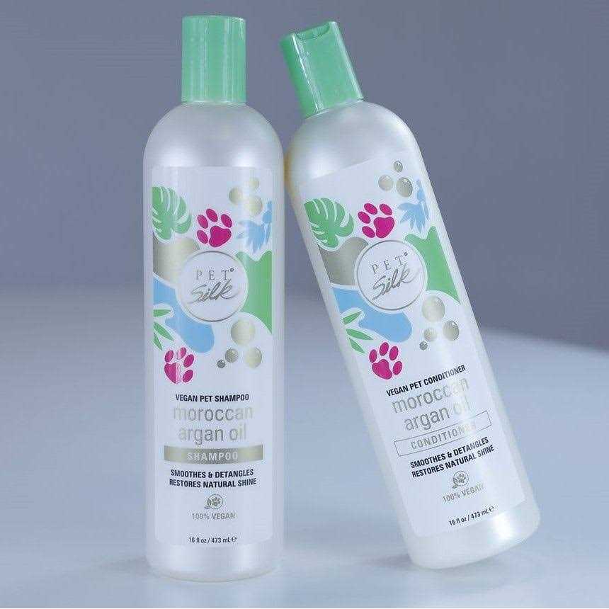 Pet Silk Vegan Moroccan Argan Oil Dog & Cat Shampoo & Conditioner Kit - Nail Gallerys