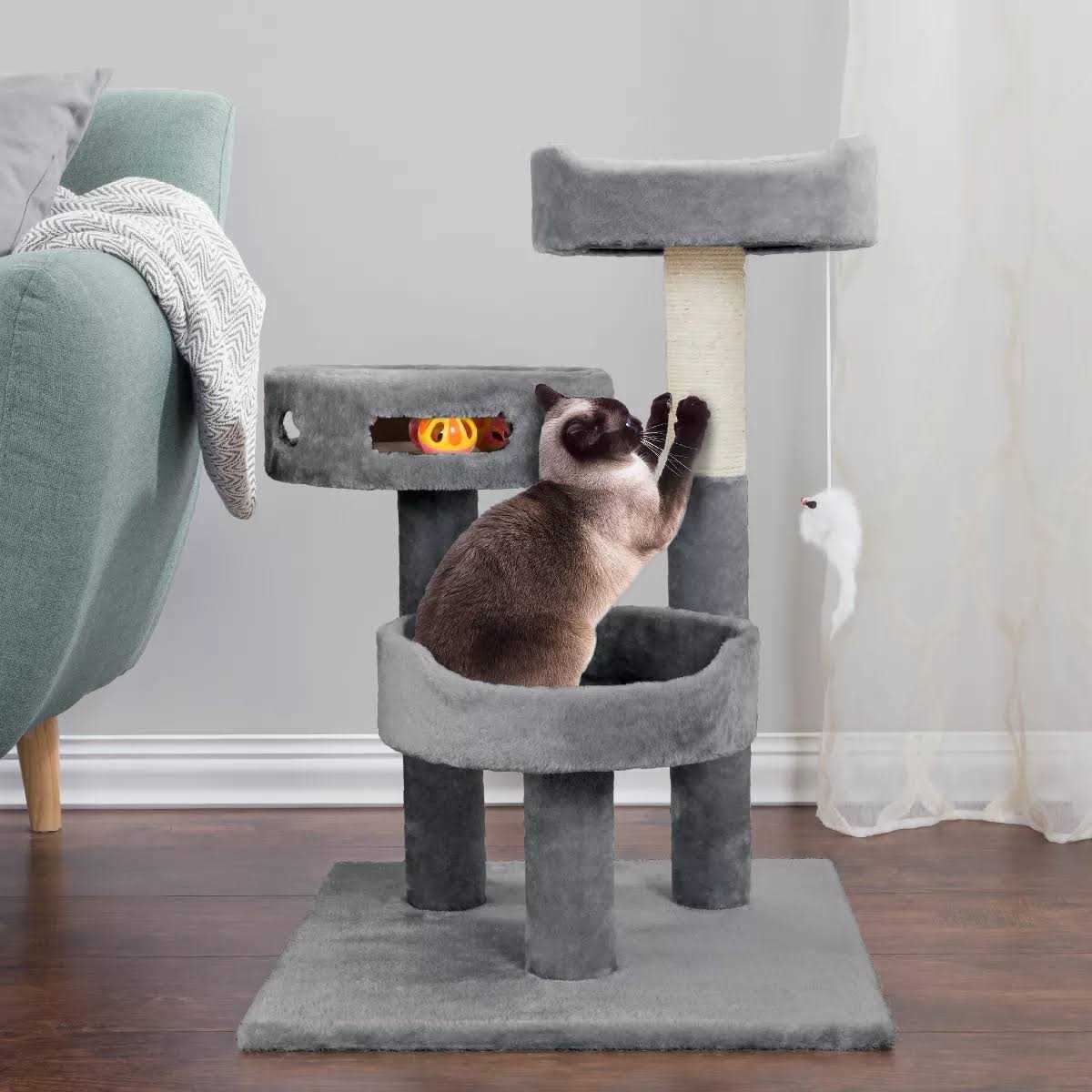 Pet Adobe 3-Tier Cat Tower & Interactive - Nail Gallerys