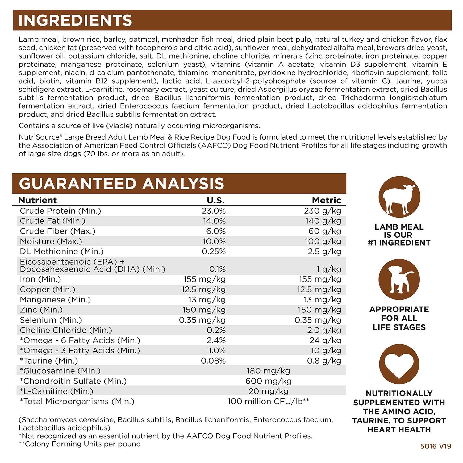 NutriSource Large Breed Adult Lamb Meal & Rice Dry Dog Food - Nail Gallerys