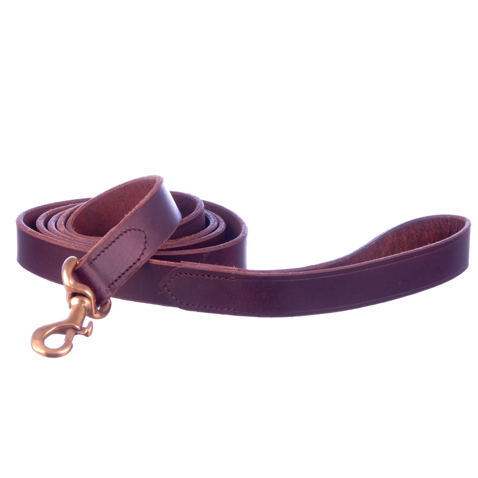 Flat Leather Dog Leash with Hand Strap Handle, 6'L - Nail Gallerys
