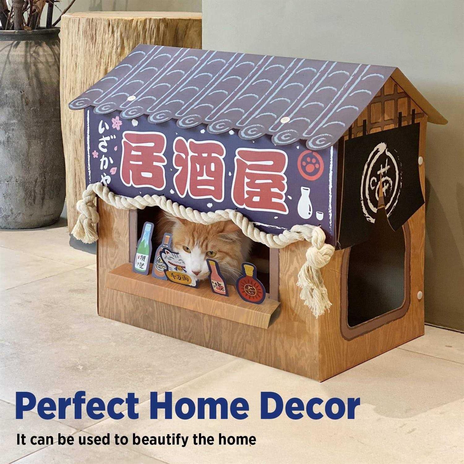 SMILE PAWS Large Sturdy Cardboard Cat House with Scratcher Cat condo Bed - Nail Gallerys