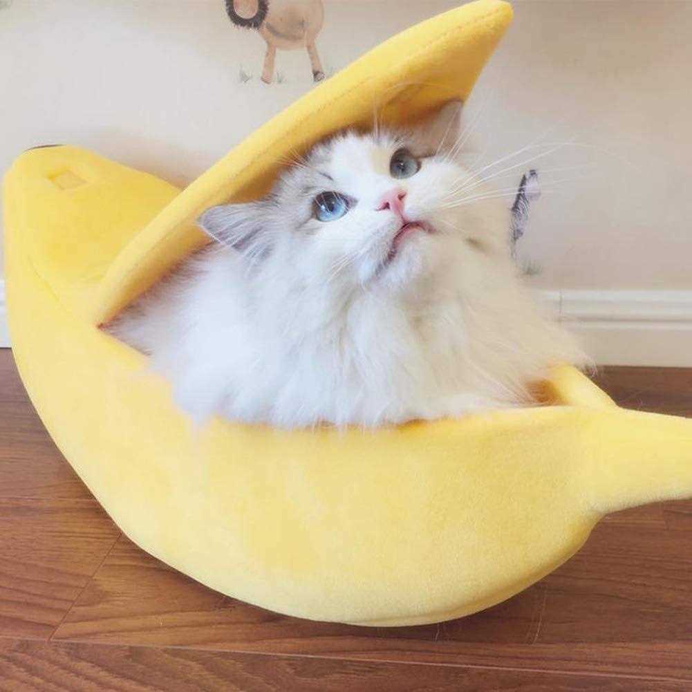 haixclvyE Creative Banana Shape Cat Nest Pet Bed Soft Warm Cat Bed for Winter Cat Tent Self-Warming Sleeping Bed Puppy Kitten Warm House Bed - Nail Gallerys