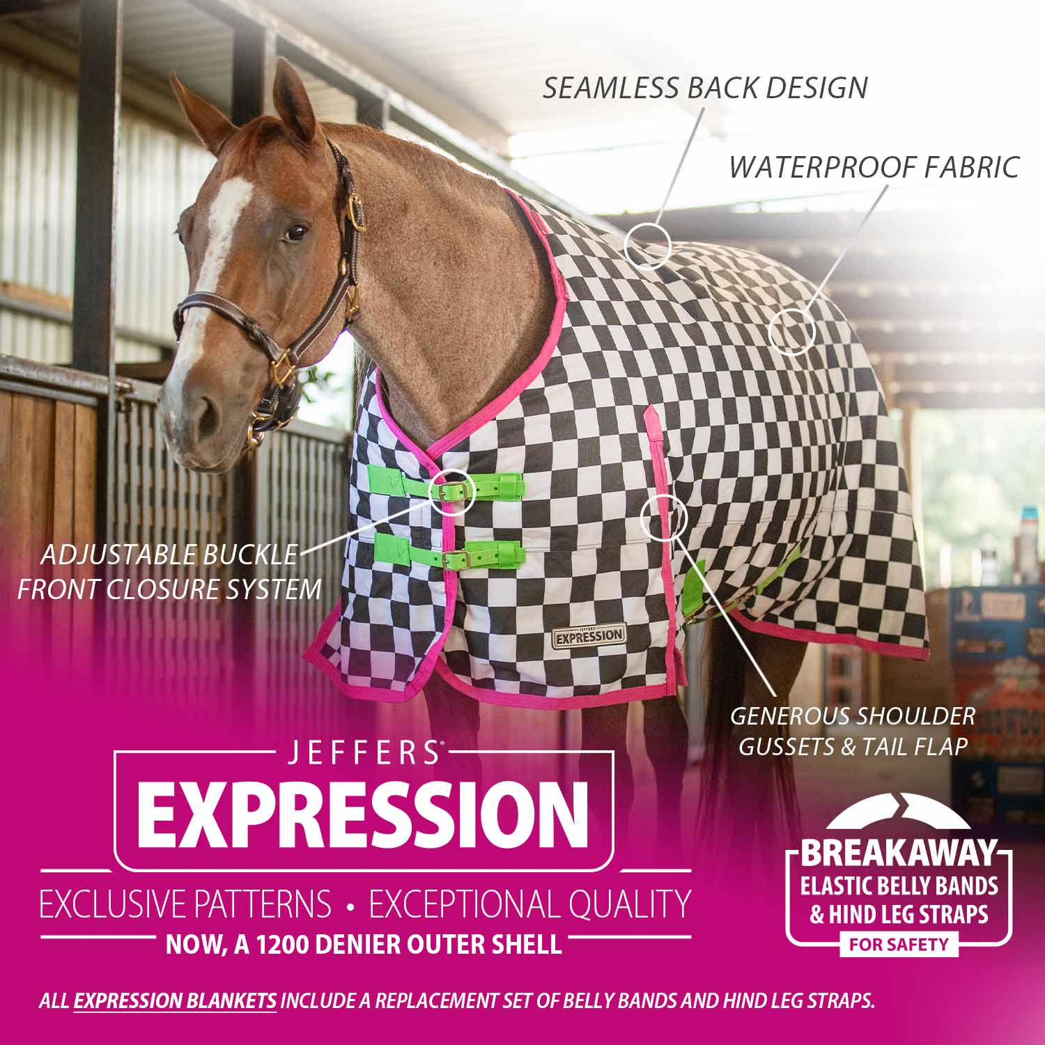 Expression 1200 Denier Standard Neck Turnout Blanket, 240 Gram, Skater Cowgirl - Nail Gallerys