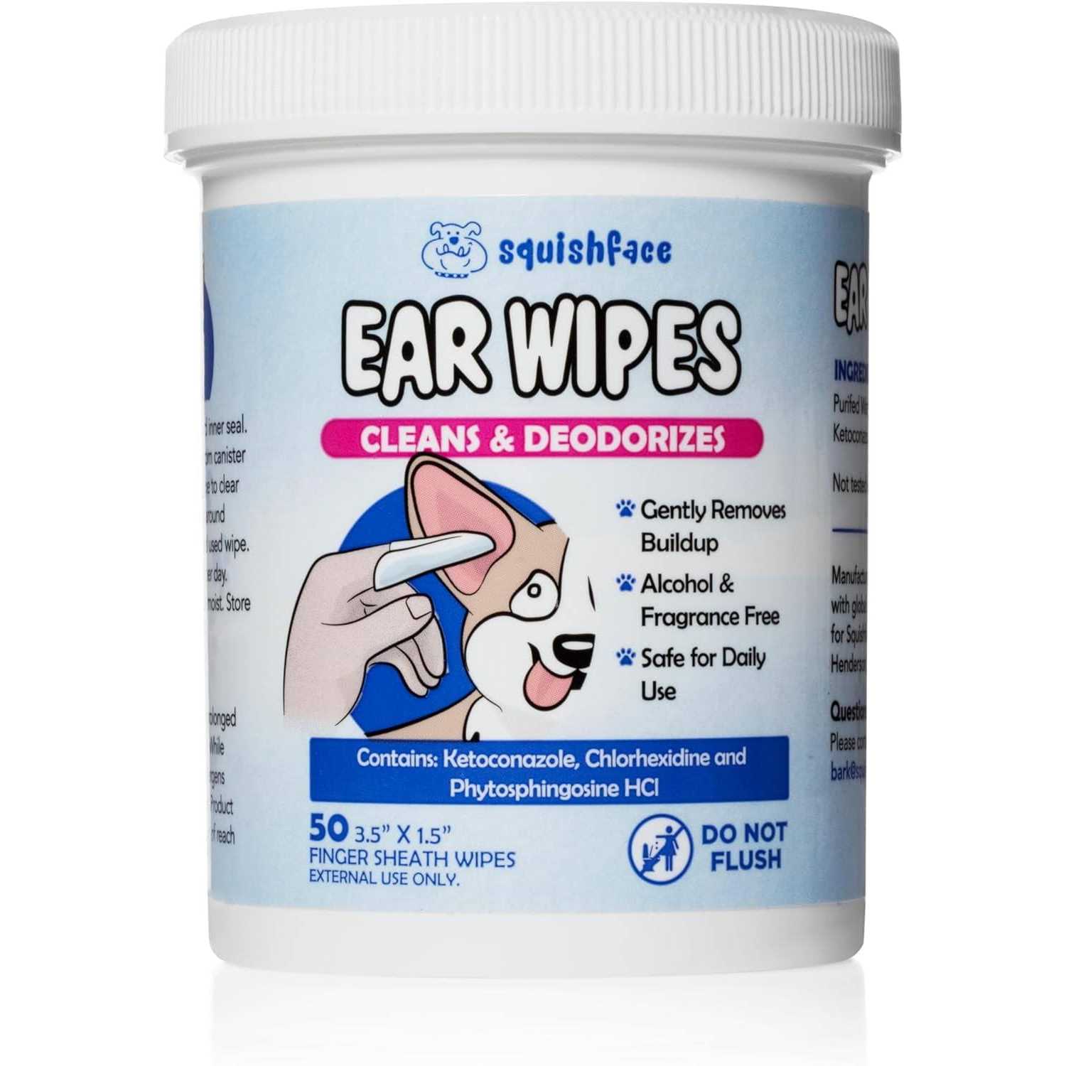 Squishface Dog Ear Relief Individual Finger Sheath Wipes Non-Allergenic Ingredients & Irritation-Reducing Formula Cleans & Deodorizes - Nail Gallerys