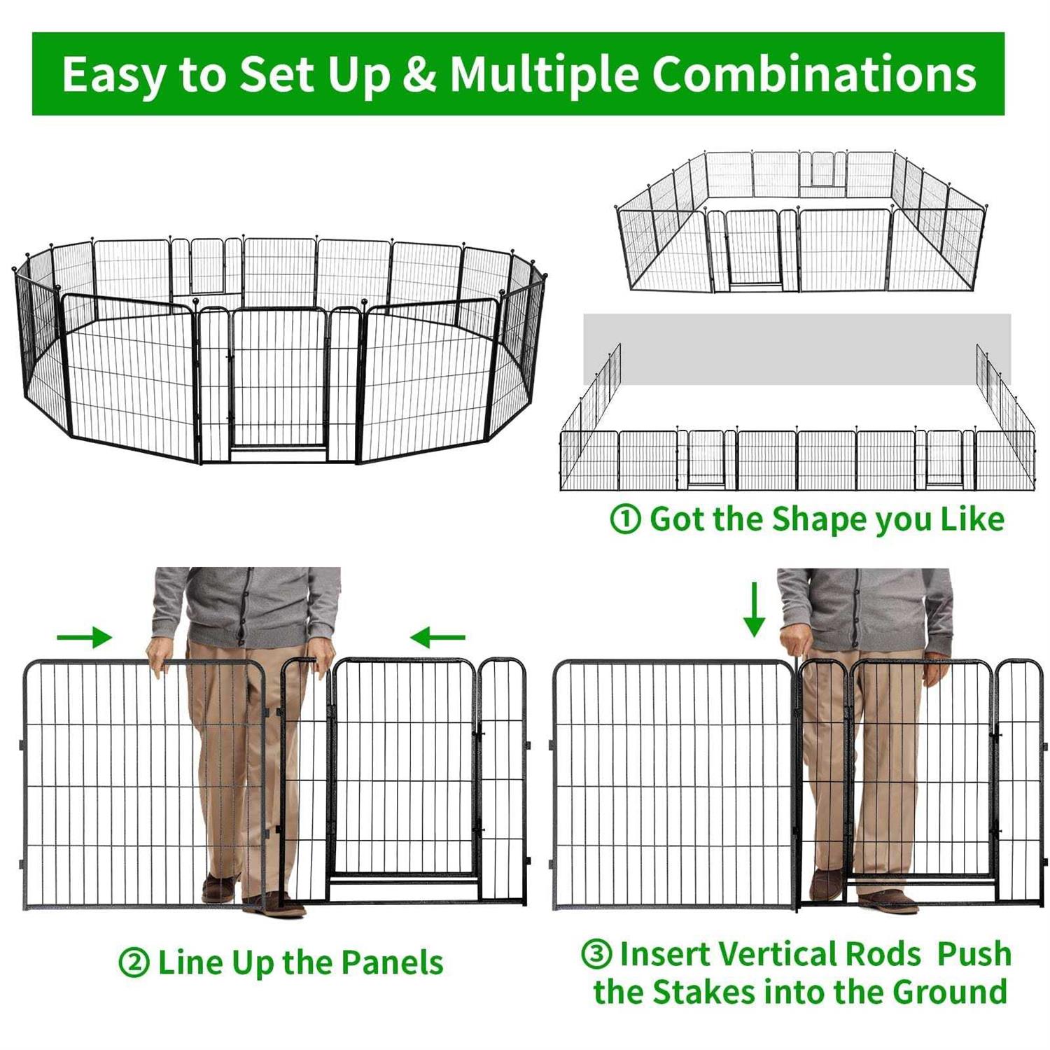 Kfvigoho Dog Playpen Outdoor Panels Heavy Duty Dog Pen Height Puppy Playpen Indoor Anti-Rust Exercise Fence with Doors for Medium/Small Pet - Nail Gallerys