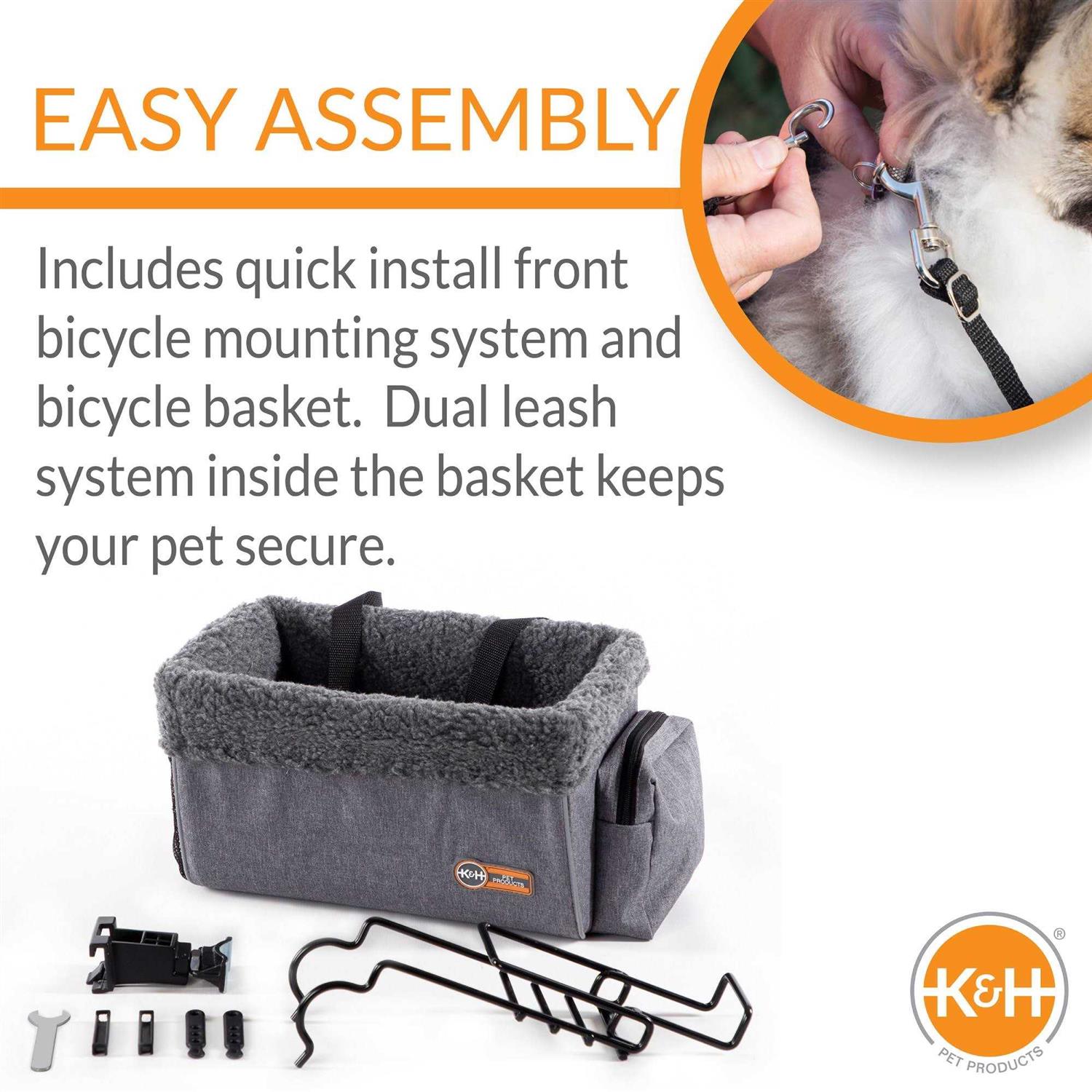 K&H Pet Products Travel Bike Basket for Pets Gray - Nail Gallerys