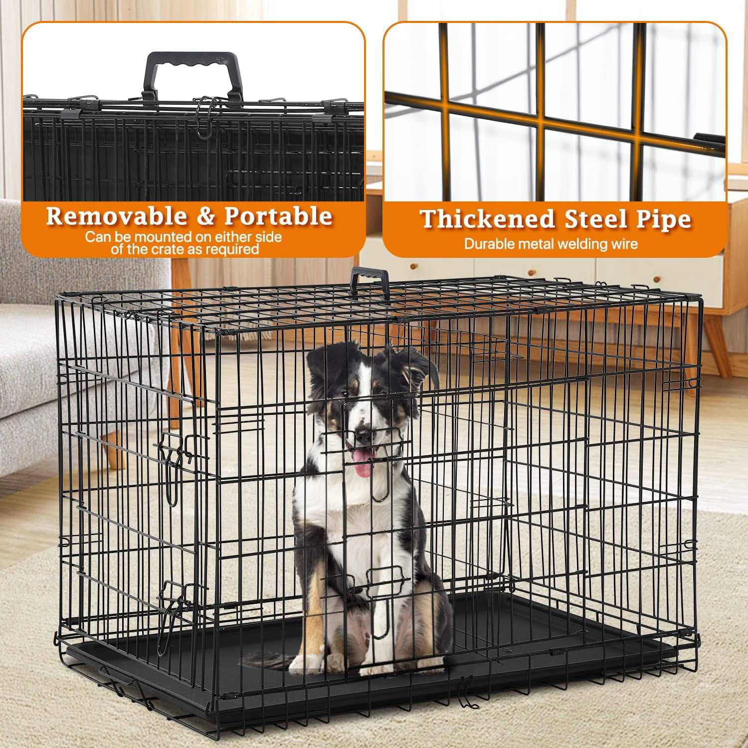 XXL Large Dog Crate for Large Dog 48 Inch Folding Dog Cage Metal Wire Dog Kennel Pet Animal Segregation Cage for Golden Retriever - Nail Gallerys