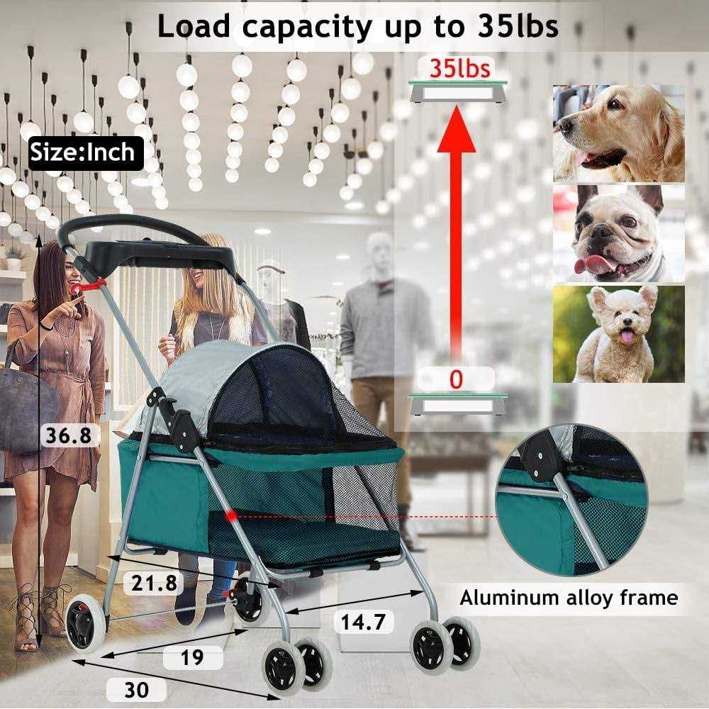 Dkeli Dog Stroller Folding Cat Stroller Pet Strollers for Small Dogs & Cats with Cup Holder - Nail Gallerys