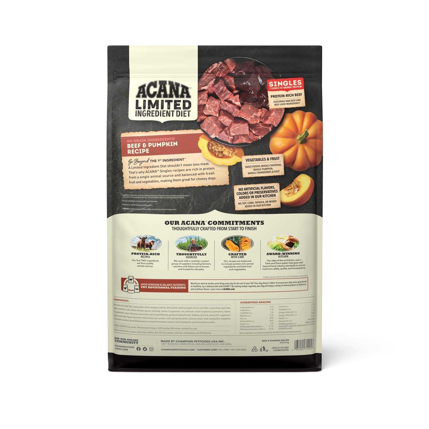 Acana Singles Beef & Pumpkin Dry Dog Food - Nail Gallerys