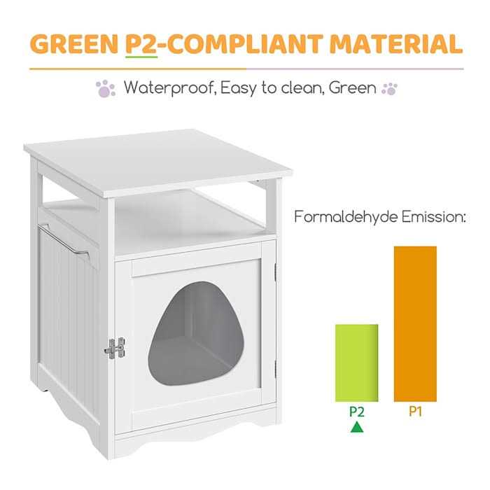 Topeakmart White Wooden Cat Litter Box with Open Shelf - Nail Gallerys