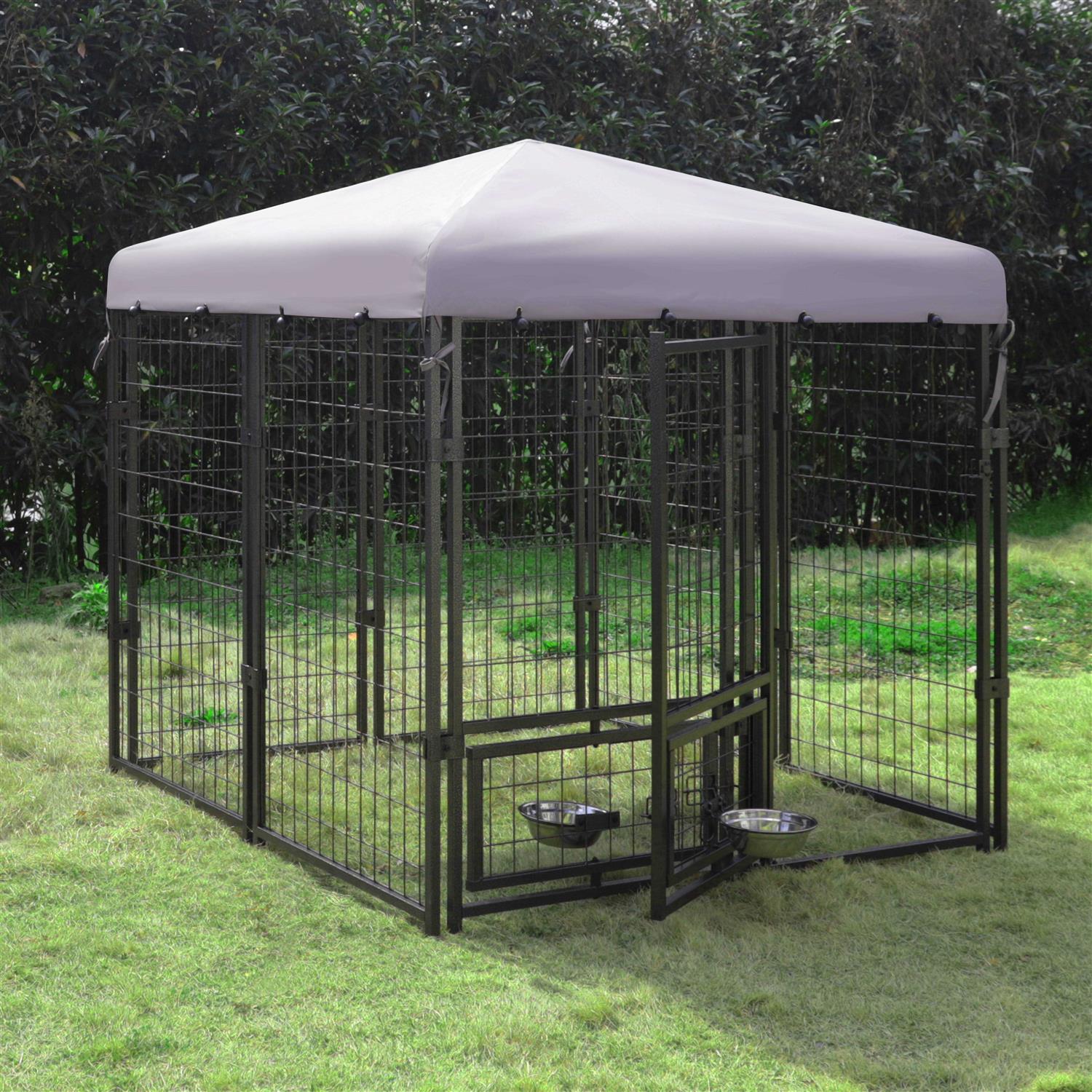 Veikous Outdoor Dog Kennel Rotating Feeding Door and Cover - Nail Gallerys