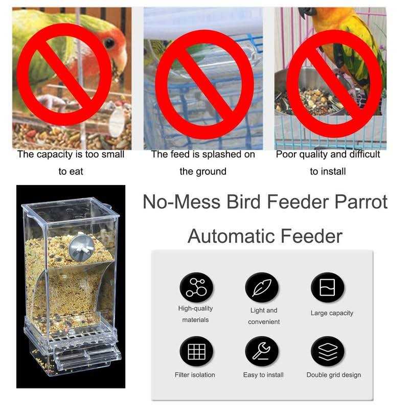 Automatic Bird Feeder,No Mess Bird Feeder,Bird Cage Feeder Bird Cage Accessories for Parakeet Canary Cockatiel Finch - Nail Gallerys
