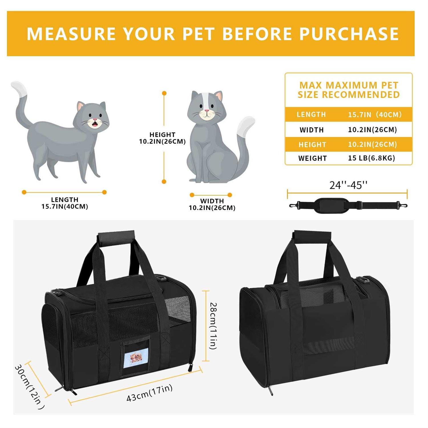Seclato Cat Carrier Dog Pet Carrier Airline Approved for Cat - Nail Gallerys