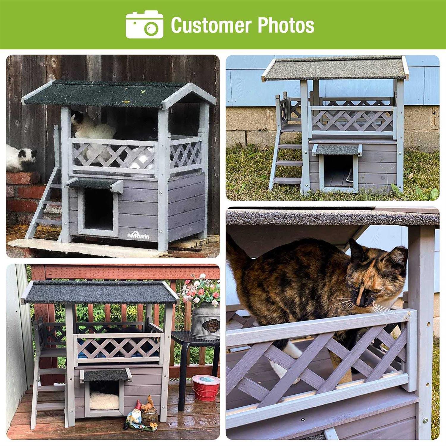 GUTINNEEN Cat House with Door for Feral Cats Rainproof Outside Kitty House 2 S AIR09-BS - Nail Gallerys