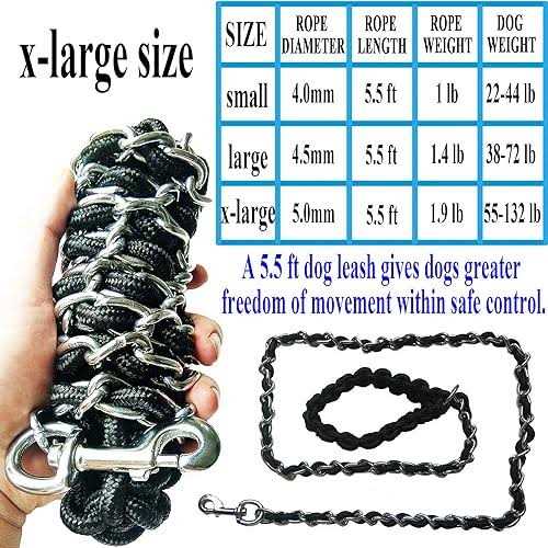 Dog Leash Metal Leashes with Pet Collar Training Walking Leads Heavy Duty Anti Bite Chain Rope Hook for Medium and Large Dogs - Nail Gallerys